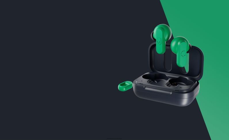 Väikesed võimsad leitavad peenraha 2 tõelist juhtmevaba kõrvaklappi TP86D29 tumesinine/roheline Skullcandy