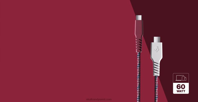 teie tee elektriliinini + põimitud laadimiskaabel TP86D44 kruustang/karmiinpunane Skullcandy
