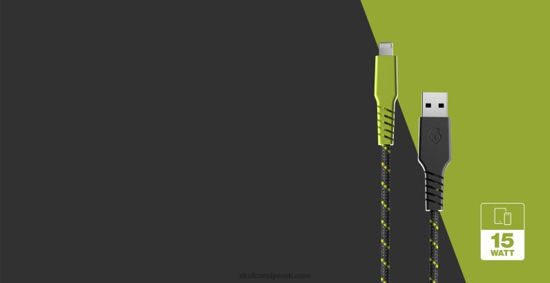 teie tee elektriliinini + põimitud laadimiskaabel TP86D45 chill hall/kollane Skullcandy